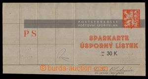 89905 - 1943 úsporný lístek Poštovní spořitelny, použitý v B