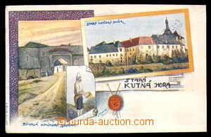 89915 - 1901 KUTNÁ HORA - kreslená 3-záběrová pohlednice (býva