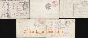 90128 - 1915-17 sestava 5 kusů pohlednic odeslaných přes MFPA Pol