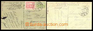 90130 - 1919 FRANCE / COURIER MAIL  comp. 2 pcs of Ppc sent sent by 