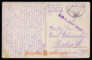 90195 - 1918 S.M.S SANKT GEORG, řádkové fialové razítko + horš