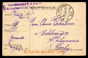90205 - 1919 ITALY  FP card with Czech text, CDS POSTA MILITARE 52/ 