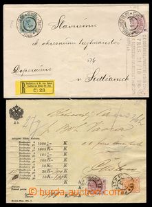 90717 - 1900, 1906 sestava 2ks dopisů, R-dopis a cenné psaní, vyf