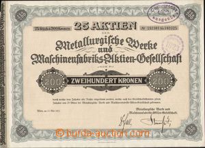 90756 - 1922 RAKOUSKO  25 akcií Metallurgische Werke und Maschinenf