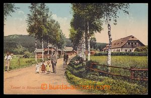 90813 - 1919 STOŽEC (Tusset) - barevná fotopohlednice, v pozadí R