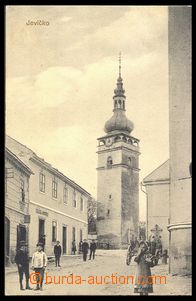 90891 - 1910 JEVÍČKO - čb koláž, pohled ke kostelu, děti, pro