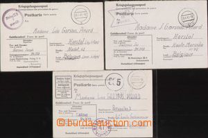 91152 - 1941-44 ZAJATECKÁ POŠTA 3x lístek od zajatce v Německu v