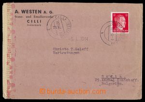 91561 - 1943-44 dopis do Bulharska, vyfr. zn. 12Pf, DR CILLI/ 10.11.