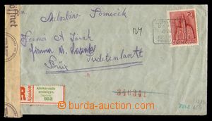 91673 - 1942 Reg letter to Sudetenland, with Mi.611, postal agency p