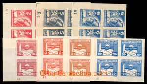 91804 - 1945 Pof.353-359, Košice-issue, lower corner bloks of 4 wit