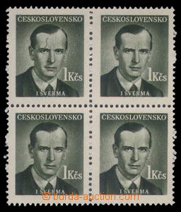 91951 - 1949 Pof.504, Šverma, block of four with plate variety 33/1