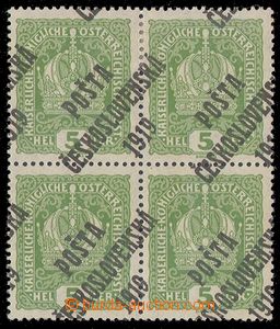 91978 -  Pof.34, Crown 5h light green, block of four, expressive shi
