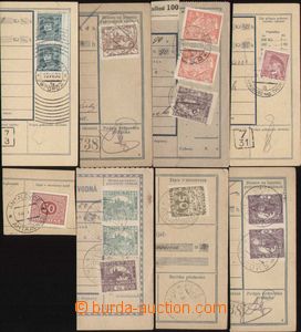 91991 - 1919-36 comp. 8 pcs of parcel dispatch card segments, variou