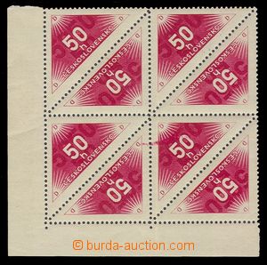 91994 - 1937 Pof.DR2, 50h červená, rohový 8-blok, VV červená sk