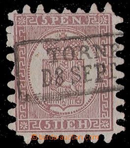 92053 - 1886 Mi.5B, Znak 5P hnědofialová, kat. 300€