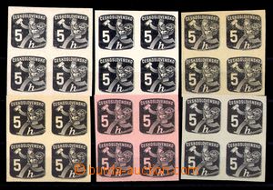 92067 - 1945 Pof.NV23, Postman, 6 pieces black-prints stamps 5h, so-