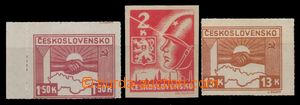 92180 - 1945 comp. of 3 interest, Pof.353, Košice-issue, with shift