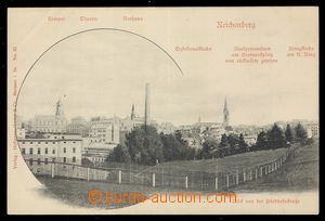 92263 - 1900 LIBEREC (Reichenberg) - celkový pohled, synagoga, vyda