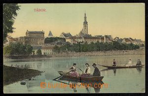 92325 - 1910 TÁBOR - koláž, lodičky, lidé, v pozadí město, pr