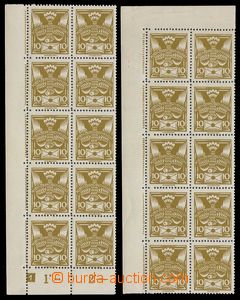 92406 -  Pof.146, 10h olive, L vertical bnd-of-20 sheet divided into