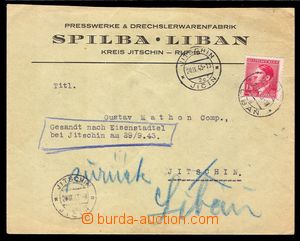92929 - 1943 SPILBA LIBAN, district Jičín, commercial letter to Ji