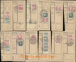 92962 - 1934-35 comp. 12 pcs of parcel dispatch card segments, vario