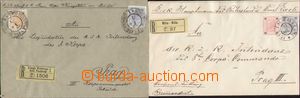 92972 - 1900 sestava 2ks R-dopisů, zaslané z Milína do Prahy a v 