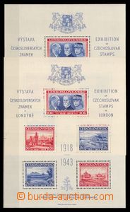 93109 - 1943 Exile issue, London MS to stamp exhibition, 2 pieces, c