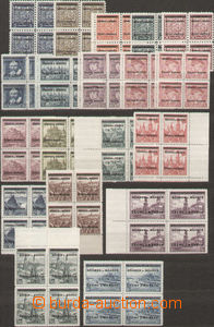 93318 - 1939 Pof.1-19, complete set in blocks of four, several small
