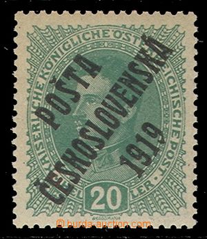 93452 -  Pof.39a, Charles 20h light green, overprint type I., exp. b