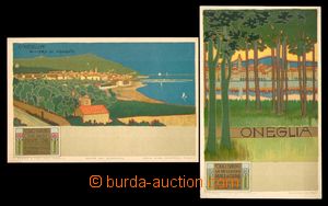 93567 - 1910 ONEGLIA - sestava 2ks reklamních pohlednic, OLIO SASSO