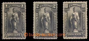 93576 - 1895 Newspaper stamps, Mi.30,31,33, Mi.30 without gum, c.v..