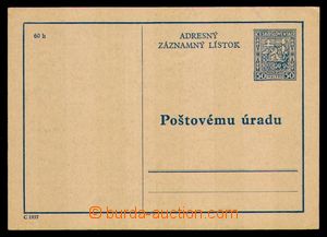 93615 - 1937 CAZ1C, Střední znak, slovenský text, kat. 1500Kč, d