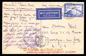 93663 - 1929 DEUTSCHLAND  pohlednice (LZ 127) do USA přepravená LZ