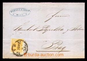93798 - 1854 letter with the first issue 1 Kr, Mi.1., wide margins, 