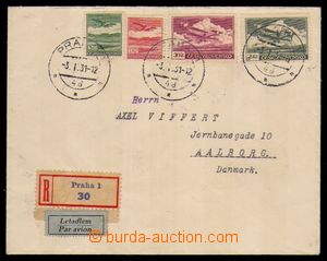 93827 - 1931 Reg and airmail letter to Denmark, with Pof.L7-10, CDS 