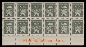 93834 - 1945 Pof.SL1, Official I. 50h, blk-of-12 with lower margin, 
