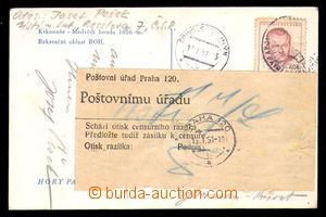 93857 - 1951 CENSORSHIP  postcard to Germany, CDS ŠPINDLERŮV MLÝN