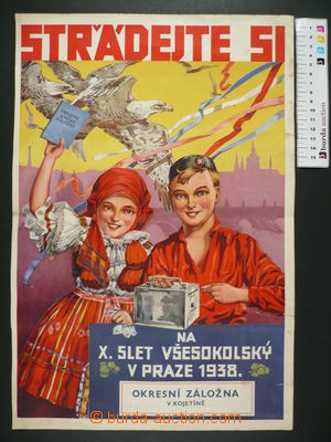 93962 - 1938 SOKOL  reklamní plakát, Okresní záložna v Kojetín