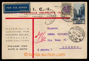 93993 - 1937 Let-lístek do Itálie, vyfr. zn. Mi.198, 210, DR ASMAR