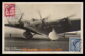 93994 - 1930 Junkers G.38, air postcard to Prague, franked with. air