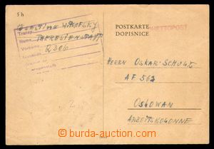 94047 - 1943 C.C. TEREZIN-THERESIENSTADT  correspondence card to wor