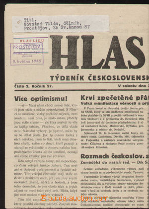 94056 - 1945 NOVINOVÁ PROVIZORIA  celé noviny Hlas lidu z 30.6.194