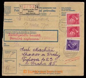 94144 - 1942 COF40, větší díl poštovní průvodky vyfr. zn. emi