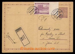 94154 - 1940 CDV7, Linden Leaves 60h, Reg, uprated with stamp Pof.36