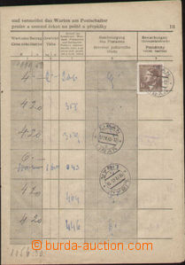 94155 - 1945 poštovní formulář se zapsanými úkony v době 19.I