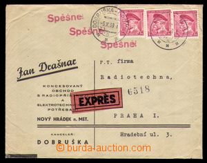94229 - 1939 Ex-dopis vyfr. zn. 3x Pof.352, předběžné razítko 