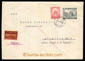 94230 - 1942 Ex-dopis vyfr. známkami Pof.47 + 57, DR JAROMĚŘ/ 21.