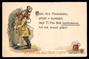 94256 - 1900 Josef Šváb č. 12, barevná litografie, muž s opicí