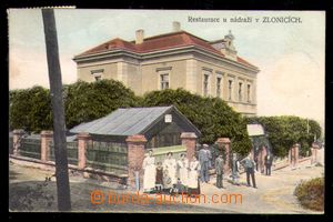 94301 - 1914 ZLONICE - restaurace u nádraží, lidé, vydal Josef 